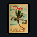 Destin Florida Palm Tree Beach Vintage Travel Magnet<br><div class="desc">Destin Florida design in Vintage Travel style featuring a palm tree on the beach with ocean and sky.</div>