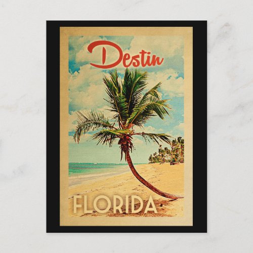 Destin Florida Palm Tree Beach Vintage Travel Postcard