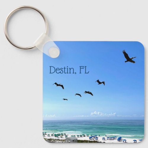 Destin Florida Pelicans Pretty Ocean Photography Keychain