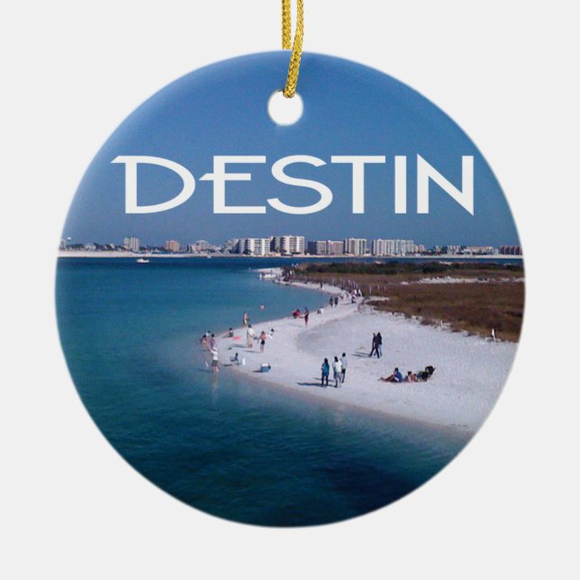 Destin Florida photo with beach and skyline Ceramic Ornament (Front)