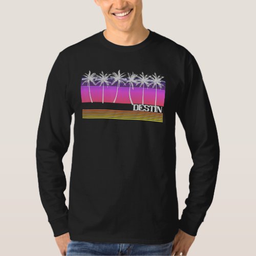 Destin Florida Retro Style Vintage Beach Sunset 70 T_Shirt