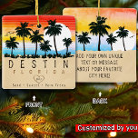 Destin Florida Retro Sunset Palm tree 60s Ceramic Ornament<br><div class="desc">Destin Florida. This retro design makes a great Christmas or Birthday gift for fans of Destin Beach. The retro summer vibes design is a perfect gift for travel lovers and tropical destinations fans. - You can personalize the template by adding a name of your city or location, year And add...</div>