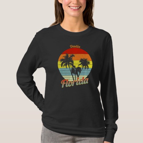 Destin Florida Retro Tropical Palm Trees Vacation T_Shirt