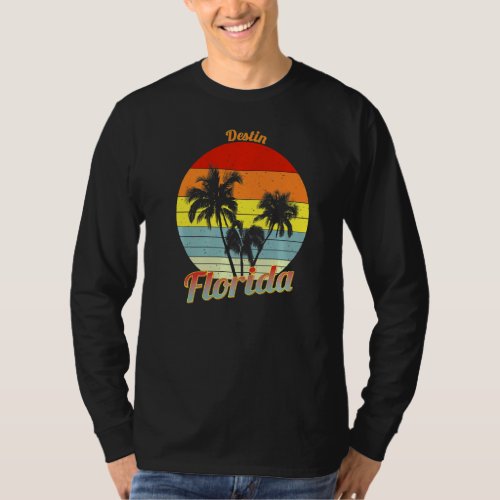 Destin Florida Retro Tropical Palm Trees Vacation T_Shirt