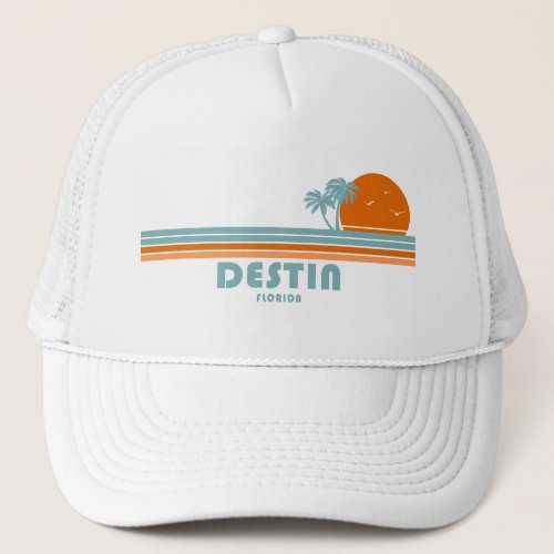 Destin Florida Sun Palm Trees Trucker Hat