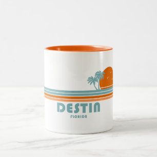 Destin Florida Sun Palm Trees Two-Tone Coffee Mug