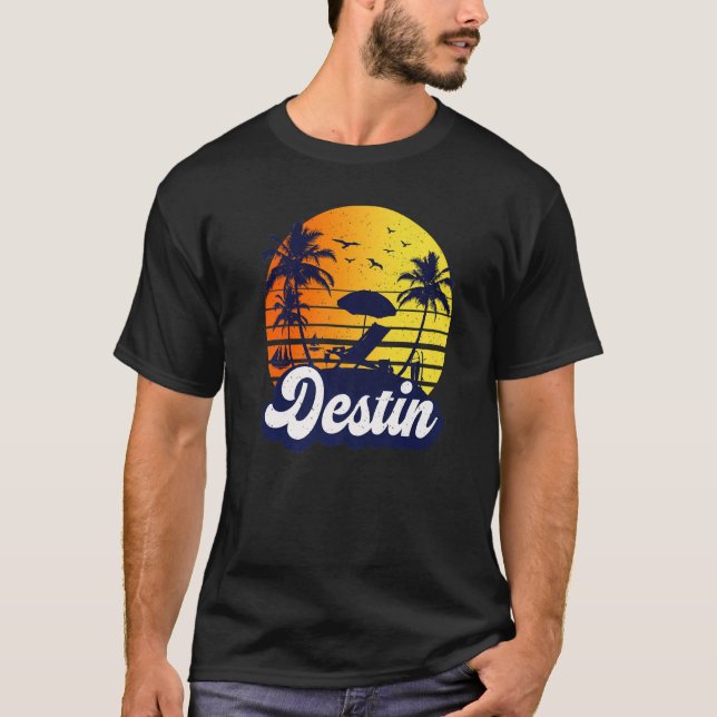 Destin Florida Sunset Beach Retro Premium T-Shirt (Front)