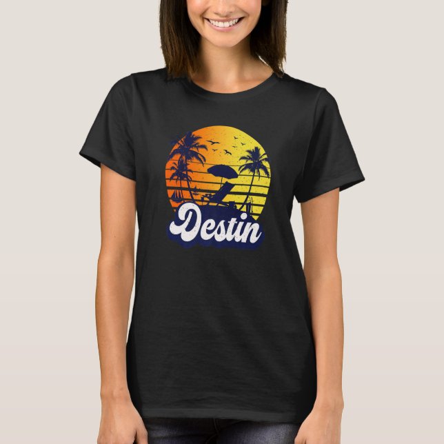 Destin Florida Sunset Beach Retro Premium T-Shirt (Front)