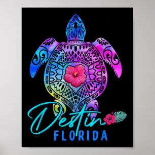 Destin Florida Tie Dye Sea Turtle Summer Vacation  Poster