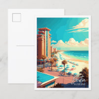 Destin Florida USA vintage travel illustration