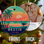 Destin Florida Vintage Seagull Sunset Souvenirs Ceramic Ornament<br><div class="desc">Destin Beach Florida Vintage Seagull Retro Palm Trees 60s Souvenirs. Sunset design with your favorite Florida beach and sea, suitable for Florida beach Towns lovers especially those who love Destin Beach. - Ad a photo on the back with the easy to use template. - - You can customize and modify...</div>