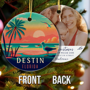 Destin Florida Vintage Seagull Sunset Souvenirs Ceramic Ornament