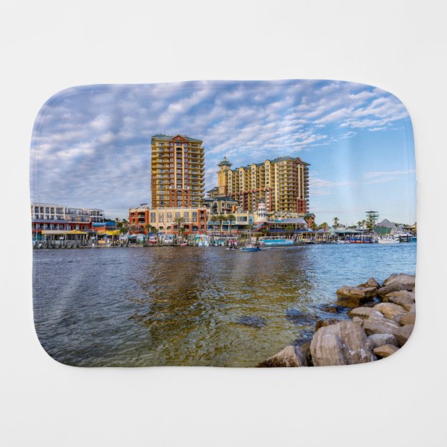 Destin Harbor Boardwalk Baby Burp Cloth (Front Horizontal)