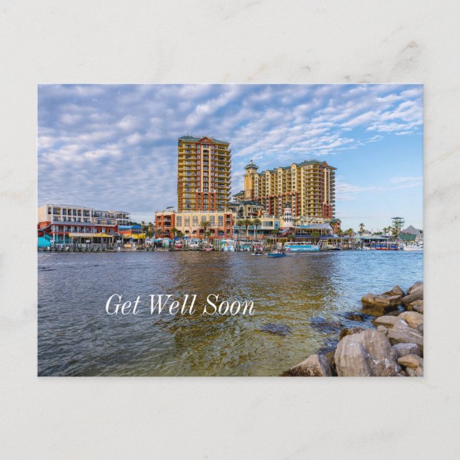 Destin Harbor Boardwalk Get Well Soon Postcard (Front)