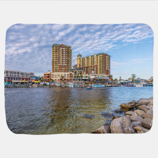 Destin Harbor Boardwalk Receiving Blanket (Horizontal)