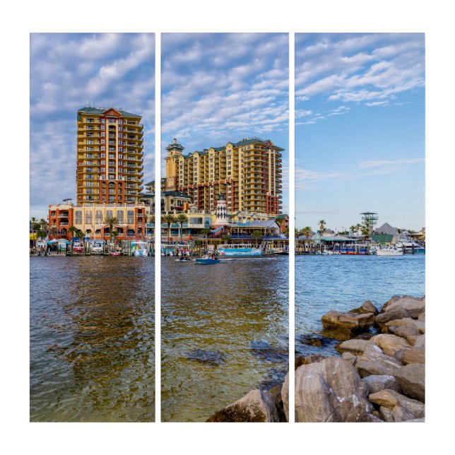 Destin Harbor Boardwalk Triptych Wall Art Set (Front)
