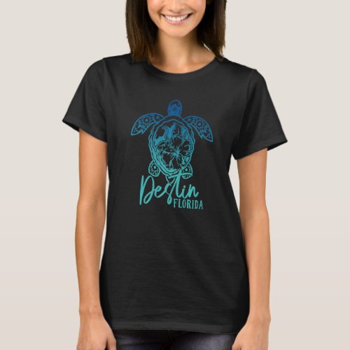 Destin Sea Turtles Florida Marine Turtle Flower Tr T_Shirt