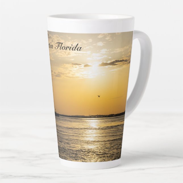 Destin Sunset And Helicopters Latte Mug (Right Angle)
