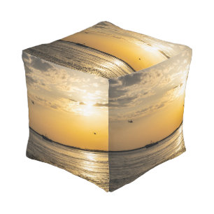 Destin Sunset And Helicopters Pouf