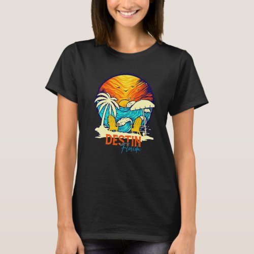 Destin Sunset Florida Vacation Couples Family Grou T_Shirt