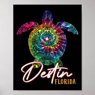 Destin Tie Dye Sea Turtle Florida Matching Family Poster