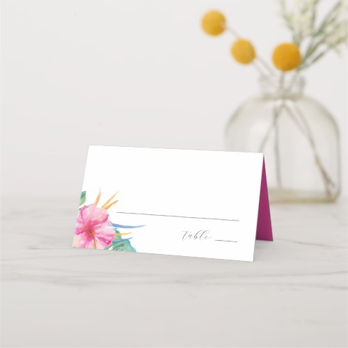 Destin Wedding Place Cards Tropical Pink Flowers