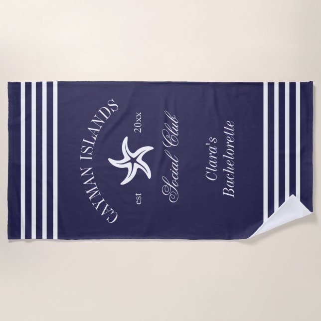 Destination Bachelorette Party  Social Club Logo  Beach Towel (Front)