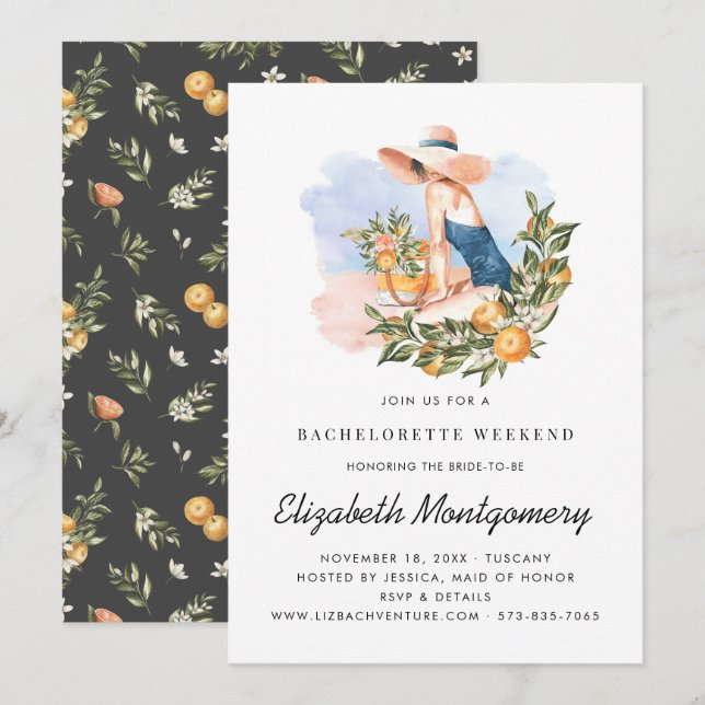Destination Bachelorette Weekend | Citrus Orchard Invitation (Front/Back)