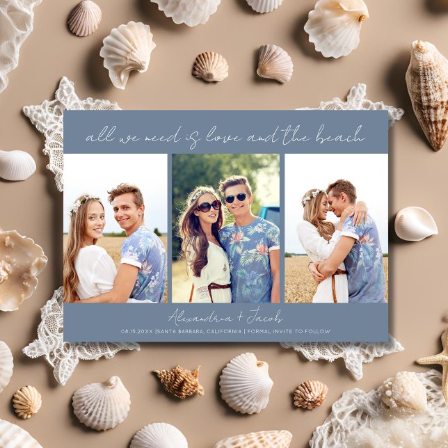 Destination Beach 3 Photo Wedding Save the Date (Destination Beach 3 Photo Wedding Save the Date)