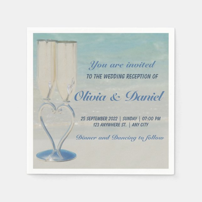 Destination beach elegant wedding party napkins (Front)