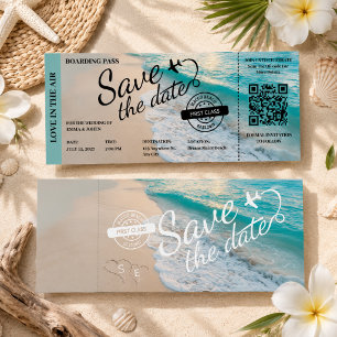 Destination Beach Heart Save the Date Wedding Raffle Tickets