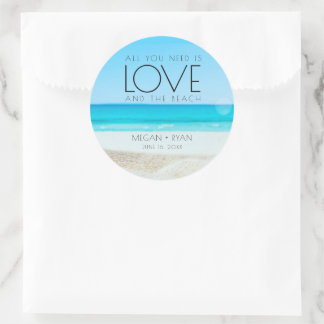 Destination Beach Wedding Classic Round Sticker