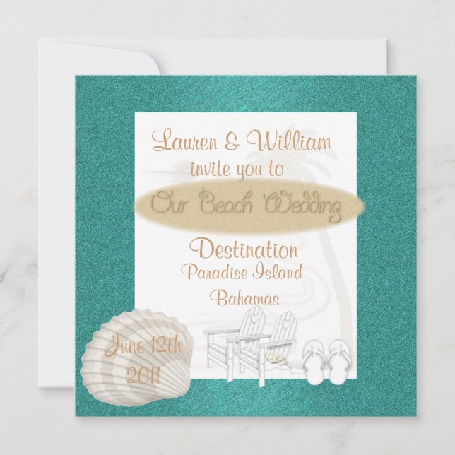 Destination Beach Wedding Invitations Template (Front)