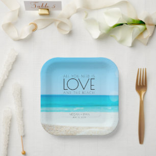 Destination Beach Wedding Paper Plates