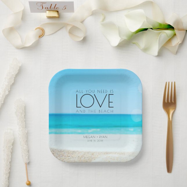 Destination Beach Wedding Paper Plates (Wedding)
