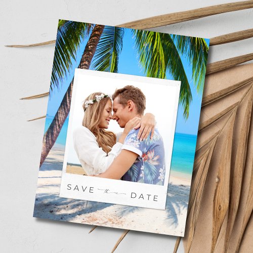 Destination Beach Wedding Photo Save the Date Announcement Postcard