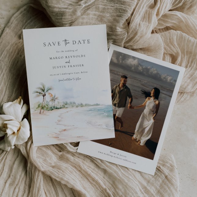 Destination Beach Wedding Photo Save The Date Invitation (Creator Uploaded)