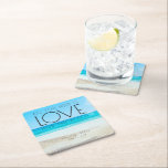 Destination Beach Wedding Square Paper Coaster<br><div class="desc">Complete your beachside celebration with these charming Destination Beach Wedding Square Paper Coasters, designed to bring both beauty and function to your big day. Featuring a relaxed coastal design—perfect for tropical themes—and customizable with your names and wedding date, these personalized wedding coasters are a stylish detail your guests will appreciate....</div>