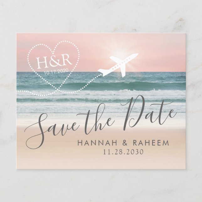 Destination Beach Wedding Sunset Save the Date (Front)