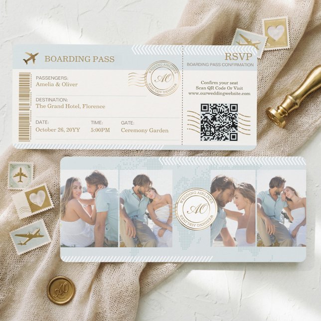 Destination Boarding Pass Ticket Photo Wedding Invitation (Destination Boarding Pass Ticket Photo Wedding Invitation)