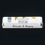 Destination Boarding Pass Wedding Breath Savers® Mints<br><div class="desc">This design features a boarding pass theme. It showcases a gold map of the world along with two airplanes making a heart shape as they travel around the world. This destination themed wedding design is set out like a boarding pass with the date of the wedding personalized in the squares....</div>