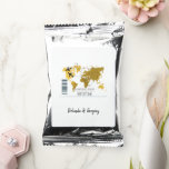 Destination Boarding Pass Wedding Coffee Drink Mix<br><div class="desc">This design features a boarding pass theme. It showcases a gold map of the world along with two airplanes making a heart shape as they travel around the world. This destination themed wedding design is set out like a boarding pass with the date of the wedding personalized in the squares....</div>