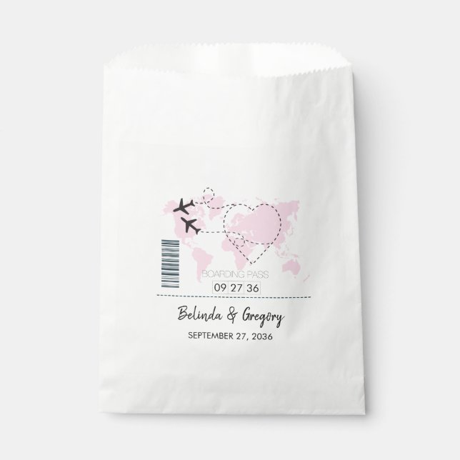 Destination Boarding Pass Wedding   Favor Bag (Front)