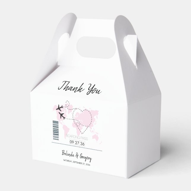 Destination Boarding Pass Wedding Favor Boxes (Front Side)
