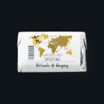 Destination Boarding Pass Wedding  Hershey's Miniatures<br><div class="desc">This design features a boarding pass theme. It showcases a gold map of the world along with two airplanes making a heart shape as they travel around the world. This destination themed wedding design is set out like a boarding pass with the date of the wedding personalized in the squares....</div>