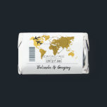 Destination Boarding Pass Wedding  Hershey's Miniatures<br><div class="desc">This design features a boarding pass theme. It showcases a gold map of the world along with two airplanes making a heart shape as they travel around the world. This destination themed wedding design is set out like a boarding pass with the date of the wedding personalized in the squares....</div>