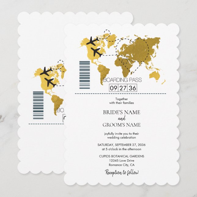 Destination Boarding Pass Wedding  Invitation (Front/Back)