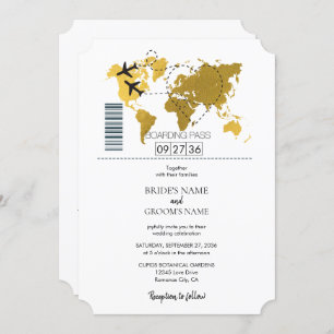 Destination Boarding Pass Wedding Invitation