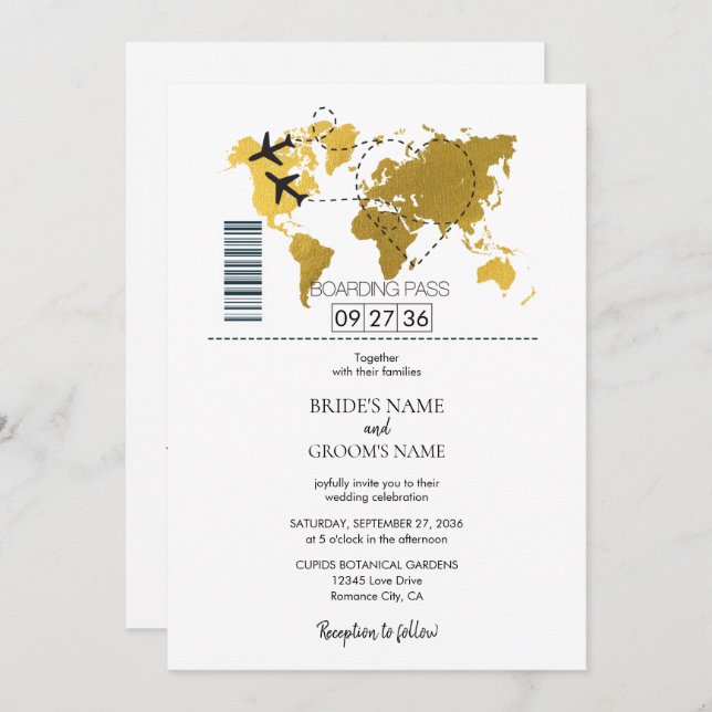 Destination Boarding Pass Wedding Invitation (Front/Back)