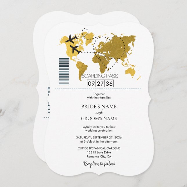Destination Boarding Pass Wedding Invitation (Front/Back)